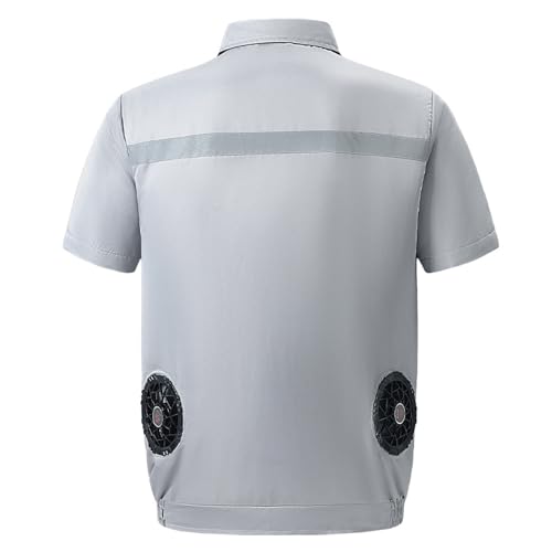 Meichoon Summer Cooling Jacket Unisex Short Sleeve Air Conditioner Clothes with Powerful Fans for Camping Hiking Fishing2