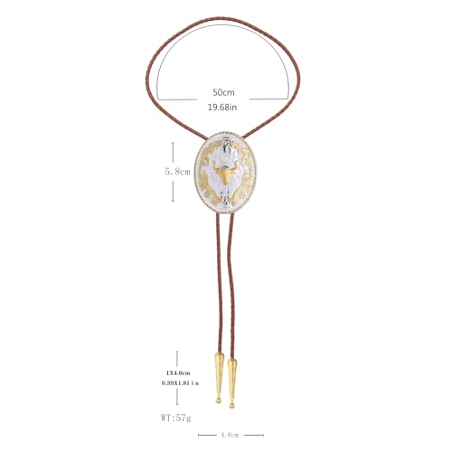 Image of GelConnie Brown Bolo Tie for Men Women Western Ties Mens Gold Bolo Tie Rodeo Cowboy Leather Necktie Cowgirl Tie Wedding