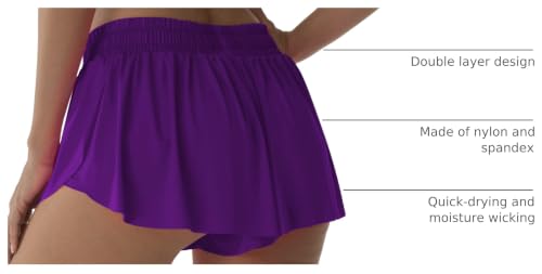Image of Flowy Athletic Shorts for Women Running Tennis Butterfly Shorts Girls 2-in-1 Double Layer Quick-Drying Comfy Shorts