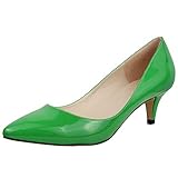  Wealsex Damen Pumps High Heels Lack Stilettos spitz Schuhe Elegante Brautschuhe(Grün,Etikett 39= EU 38.5)