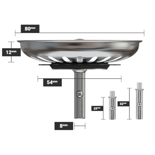 Miniatura 7 de Minismus Colador Fregadero - A Prueba De Óxido Desague Lavabo Filtro Tapón, Presione Y Tire - Apto Para Lavavajillas Colador Drenaje Tapon Lavabo Accesorios Cocina 80 Mm