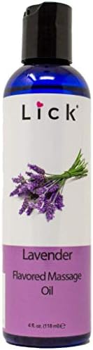 Lavender Flavored Massage Oil for Couples – Edible Massaging Lotion with Vitamin E, Sweet Almond and Coconut Oil is Non Sticky and Gentle on Skin – Natural, Relaxing and Vegan (4 oz)