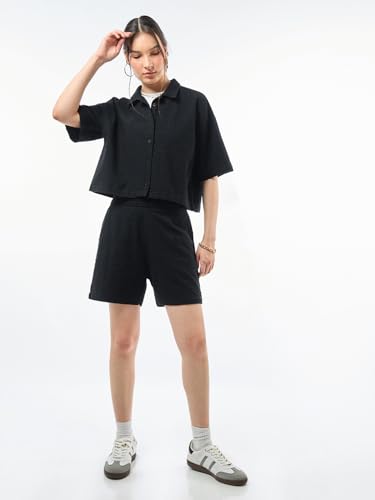 Image of Bewakoof Women's Cotton Solid Loose Fit Modern Co-Ordinates