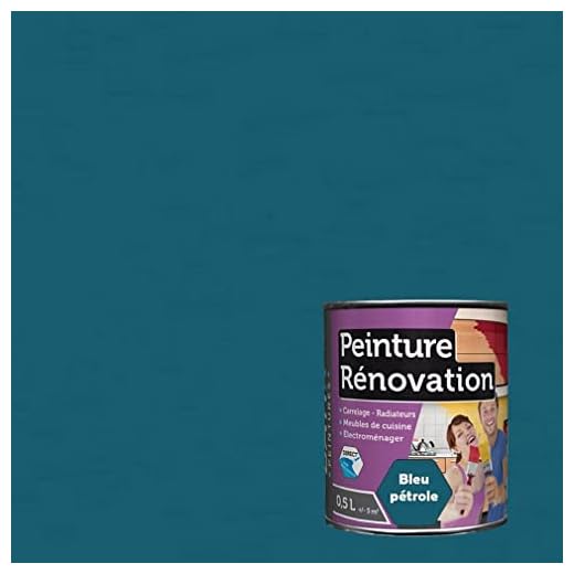 Pintura para renovación superficie muy difícil directa sin capa inferior azulejos muebles de cocina radiadores electrodomésticos de MadeInNature (05 litros para 3 m2 en 2 capas azul petróleo)