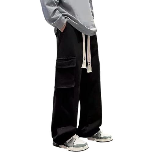 Jeans Baggy da Uomo Lunghe Jeans Pantaloni da Uomo Skater Leggero Streetwear Jeans Baggy Blu Chiaro Straight Loose Fit Pantaloni Cargo Jogginghose Blu Jeans Cargo Denim Cargohosen, O nero., M