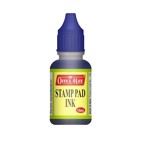 Image of Soni Officemate Stamp Pad Ink -15ml | Pack of 10 (Blue)| Quick-Dry, Smudge-Free Ink | Long-Lasting & Easy-to-Use | for Office, School, Craft & DIY Use