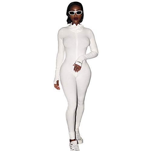 Ronyme Women’s Sexy Bodycon Jumpsuit Long Sleeve Zipper Buttock Lifting Rompers Clubwear Bodysuit