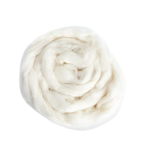 Image of 100% Natural Mongolian Cashmere Wool Top Sliver, Undyed Natural White, 1 OZ Size, Best for Spinning, Tapestry, Needle Felting, Wet Felting, 13 Micron
