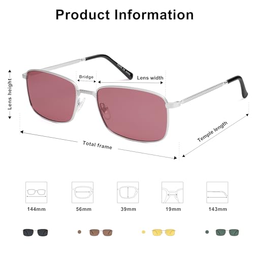 SOJOS Retro Vintage Rectangle Polarized Sunglasses Mens Womens Classic UV400 Metal Sunnies SJ12154