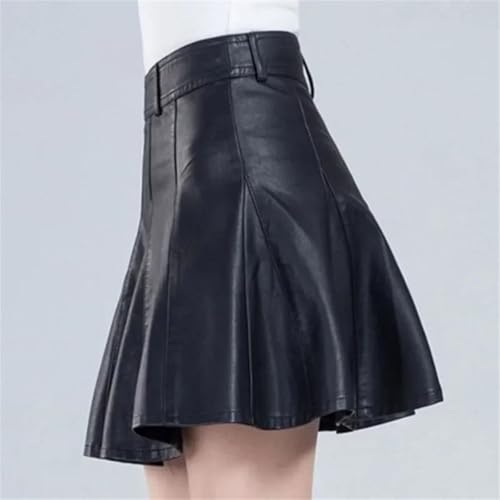 Woman Skirts Elegant Plus Size Style Real Leather High Waist Mini Skirt4