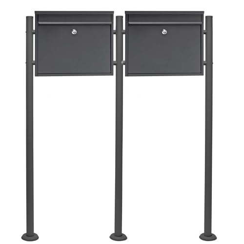 Mailbox Set Stand Letterbox V13 anthracite Double Postbox Letter Mail