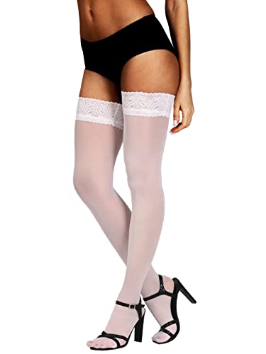 HONENNA Hold-Up Stockings with 60 Denier Lace Stay Up Nylon Stockings for Women