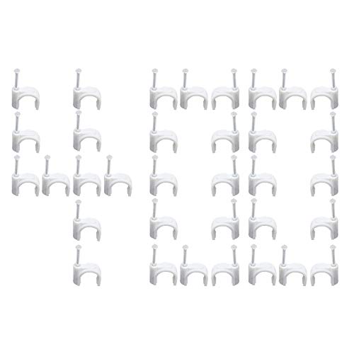 MOAMUN 400pcs Grapas para Cables Redondo, Clips de Clavos Con Clavos Redondos de Acero Para la Gestión de Cables, 4 mm, 6 mm, 8 mm, 10 mm, 12 mm, 14 mm (400, 10mm)