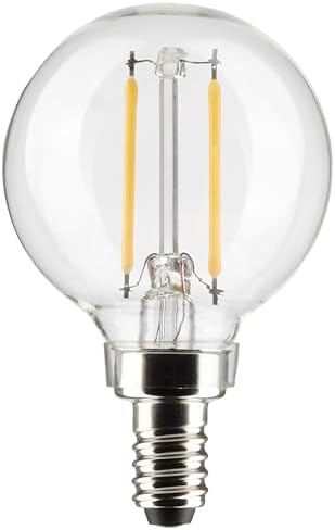 Satco S21201 3W G16.5 LED Filament Lamp, Clear, Candelabra Base, 4000K Cool White, 200 Lumens, 120V, 25W Incandescent Equivalent, Wet Location, 90 CRI, Dimmable, cULus