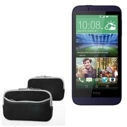 BoxWave Case Compatible with HTC Desire 510 - SoftSuit with Pocket, Soft Pouch Neoprene Cover Sleeve Zipper Pocket - Jet Black with Grey Trim