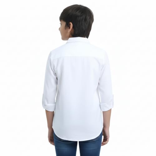 Image of Red Nine Solid Casual Shirt: 100% Cotton, Spread Collar, Buttoned Front - Perfect for Boys' Casual Elegance.