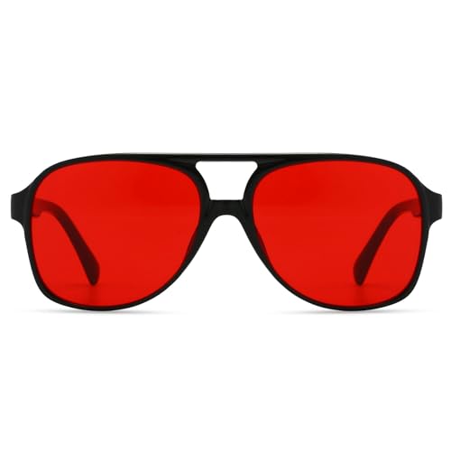 Image of Freckles Mark Vintage Retro 70s Sunglasses for Women Men Classic Large Square Aviator Trendy Glasses