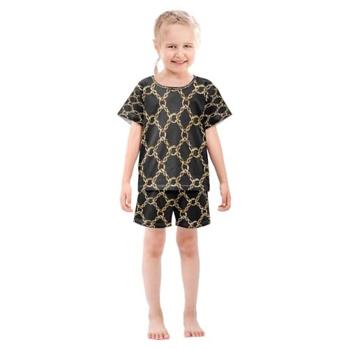 senya Short Sleeve Pajamas Sets Summer Cotton Sleepwear Golden Chains3
