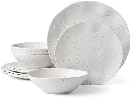 Oneida 895951 Terrazzo Melamine Cream 12 Piece Dinnerware Set, Li...