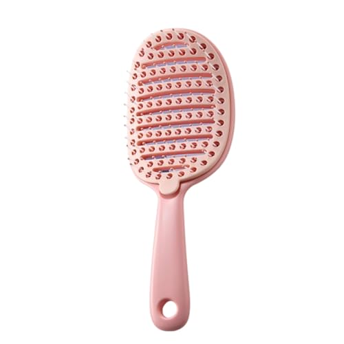 Hair Brush for Curly Hair, Plastic Vented Easy To Hold Curved Detangling Brush,Paddle Quick Smoothing Hairbrush for Wet Straight Thick Fine Dry Hair
