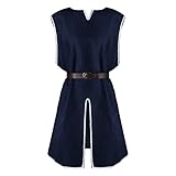 [Teevaseoan] 中世 衣装 農民 大きいサイズ メンズ ハロウィン 舞台装 ベスト 袖なし アウター 庶民 ルネッサンス 男性 貴族 ビクトリア 洋服 文芸復興 上着 中世紀 ヨーロッパ トップス コスチューム 祭り 仮装 変装 舞台服 演出服 演劇 宴会(#002-ダークブルー,XL)