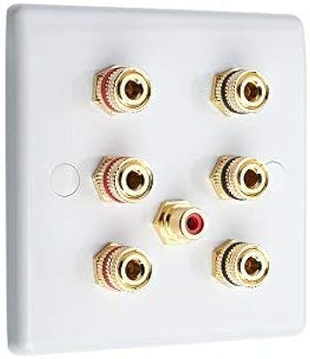 3 1 Bianco Slimline Audio Suono Surround Altoparlante Piastra Muro con Dorato Morsetti Rca Nessuna Saldatura Richiesta 3 1 Bianco Slimline Audio Suono Surround Altoparlante Piastra Muro con Dorato Morsetti Rca Nessuna Saldatura Richiesta