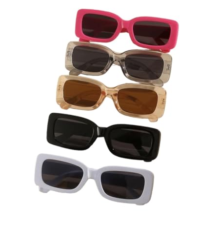5 Pairs Unisex Retro rectangle Fashion Sunglasses, Classic Decoration, Suitable For Outdoor Travel, Beach Vacation And UV Protection. Cute trendy sungalsses for men and women. Sunglasses dupes.