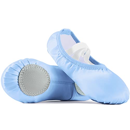 TIEJIAN Ballet Shoes for Girls - Satin Slippers, Toddler Dance Shoes (Little Kid/Big Kid) Blue