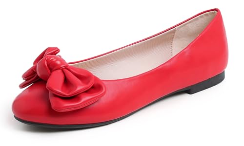 Feversole Women's Round Toe Cute Bow Trim Ballet Flats,...