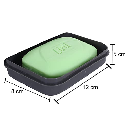 Image of Kuber Industries Saop Holder for Bathroom|Portable Plastic Self Draining Soap Holder|Leakproof Soap Box for Bathroom,Outdoor Camping,Traveling (Gray)