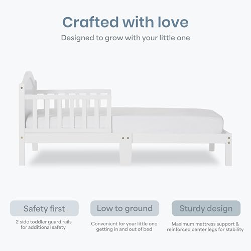 Image of Dream On Me Sydney Toddler Bed in White, Greenguard Gold Certified, BSA Certified, Low To Floor Design, Non-Toxic Finish, Safety Rails, Made Of Pinewood