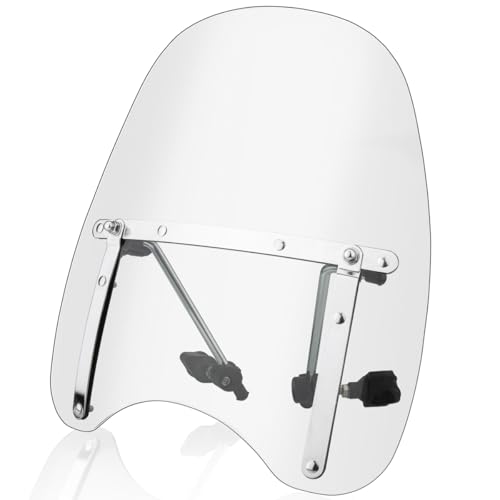 Universal 18x16 Motorcycle Windshield Windscreen Compatible with Harley Davidson Honda Kawasaki Suzuki Yamaha Cruiser Savage Intruder Volusia Boulevard Vulcan Vn (Clear)