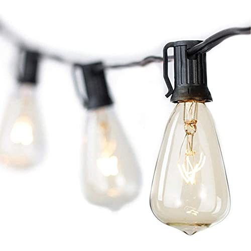 Sunsgne 10Ft Outdoor Patio String Lights With 11 Edison Bulbs (1 Spare), Vintage Edison Bulb String Lights For Patio Garden Backyard Porch Bistro Umbrella Party, 7 Watt E12 Base, Black Wire #TOP4