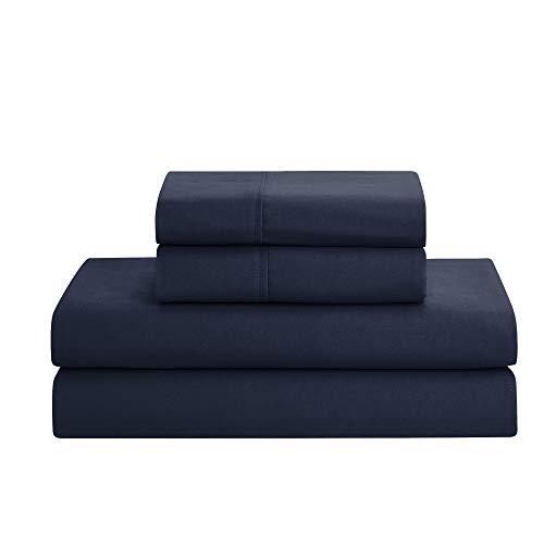 Image of King Size Comforter Set 8 Piece Bed in a Bag with Bed Skirt, Fitted Sheet, Flat Sheet, 2 Pillowcases, 2 Pillow Shams, King, Pintuck Navy