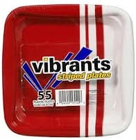 Vibrants Striped Plastic Plates - 55 ct. (Red)