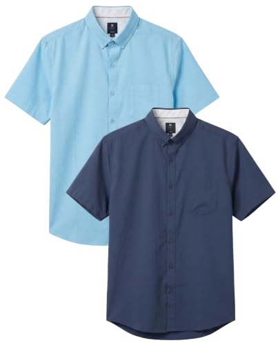 Image of Visive Mens Shirts Multi Packs Short Sleeve Button Down Dress Shirts Solid Color Big and Tall