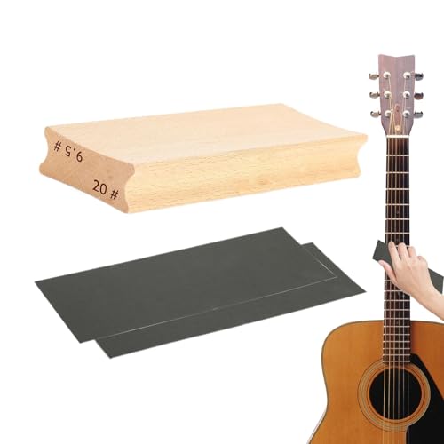 Zuasdvnk Blocco abrasivo per chitarra a raggio basso, blocco abrasivo per radio, tastiera in legno, blocco per chitarra e basso, blocco abrasivo e carta vetrata