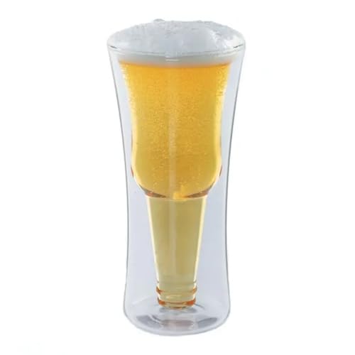 FLYILIA ビールグラス タンブラーグラス ハイボールグラス ダブルウォール 耐熱ガラス ビアグラス おしゃれ 業務用 来客用 ガラスコップ 二重構造 真空断熱 サワーグラス 家庭用 カクテル クラフトビール パイント クラフト ピルスナー 二層構造