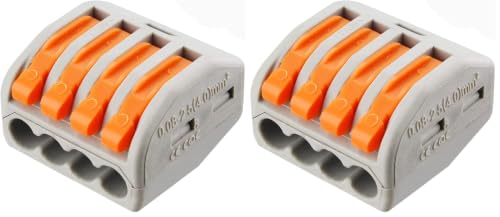 Image of 100 Pcs Lever Connectors Nuts 4 Conductor Combination Compact Wire Connectors Fast Connection Terminal 28-12 AWG Suitable for Multiple Types (Pack of 2)