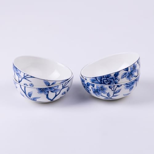 Image of GOLDEN QUEEN'S Bowl Set of 6 | Perfect for Rice, Dal, Curry, Snacks & More | Microwave Safe | 4 Inch Wide - Sapphire Bloom Bowls