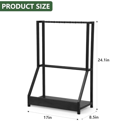 Image of Golf Club Holder for 9 Clubs & 9 Balls, Solid Wood & Iron Golf Organizer, Golf Putter Holder Floor Stand, Golf Club Stand Suitable for Golf Simulators|Golf Course Accessories