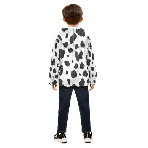 Country Cow Animal Toddler Fleece Jacket Girl Boys Hooded Fleece Jacket Coat Warm Outwear Zip-up 3-10T4