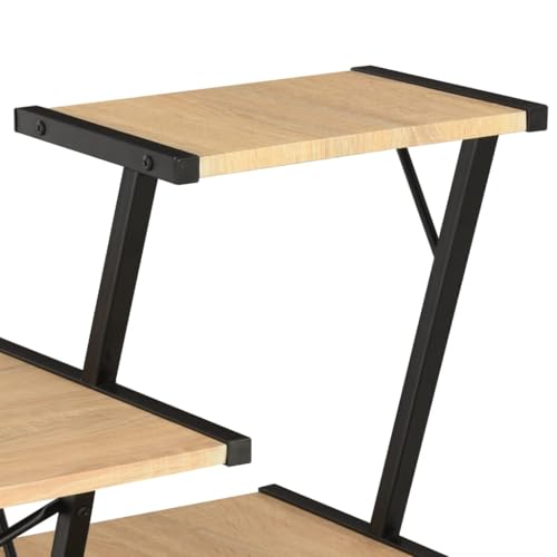 Bureau noir et chêne 116x50 cm avec étagère de rangement - 6