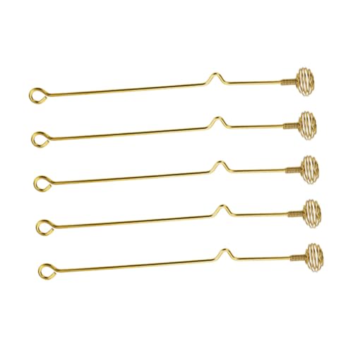 PRETYZOOM 5pcs Honey Stirrer Stirrers Cocktail Beverages Multi-function Honey Stick Household Stirring Stick Multi-function Stirring Stick Wine Supply 304 Stainless Steel Golden re-usable