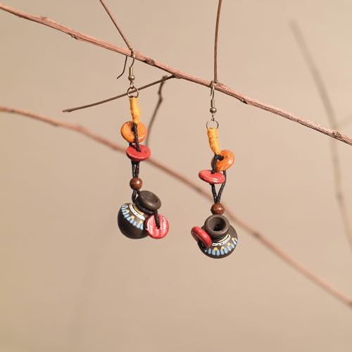 Image of Handcrafted Boho & Tribal Earrings for Women - Wooden, Brass & Terracotta Statement Designs in Drop, Hoop, Loop & Dangle Styles