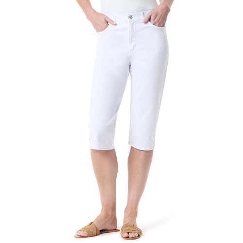 Gloria Vanderbilt Women's Petite Amanda High Rise Skimmer Short Standard, Vintage White