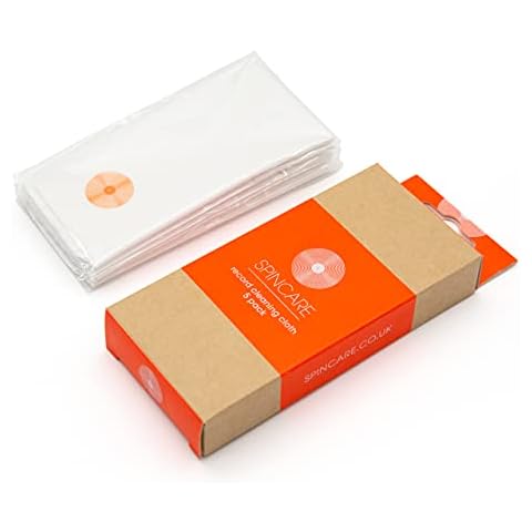 5 Pack Anti-Static Vinyl Record Cleaning Cloth by SPINCARE | Supersoft 24cm x 16.5cm Microfibre Lint Free White Cloth | Gently Removes Dust & Debris from LPs Cover