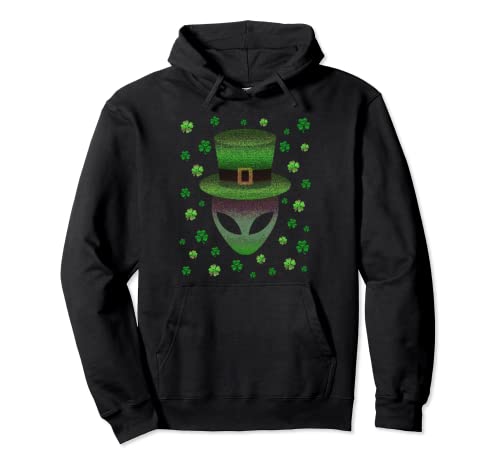 Camiseta del Día de San Patricio del Espacio de Leprechaun Alien Head Sudadera con Capucha