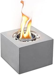 BRIAN & DANY Tabletop Concrete Bio Ethanol Fireplace, Square Portable Bioethanol Fire Pit Bowl for Outdoor and Indoor