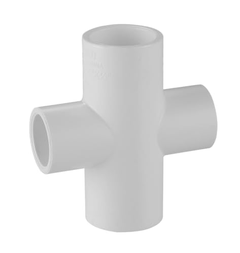 Lesso America 420 Series PVC Pipe Fitting - Reducing Cross - Schedule 40 (White) - 3×3×1-1/2×1-1/2" (SOC x SOC x SOC x SOC) / High-Flow Capacity/Plumbing (420-337) (1 Pack)